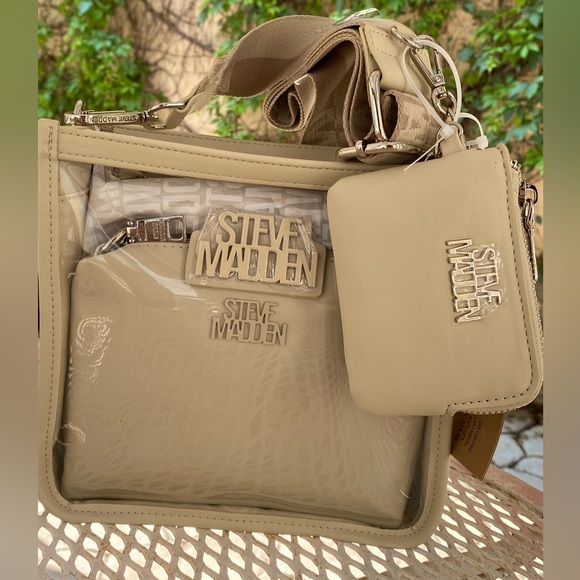 Steve Madden Handbags - NWT STEVEN MADDEN CROSSBODY BAG COLOR BEIGE TRANSPARENT